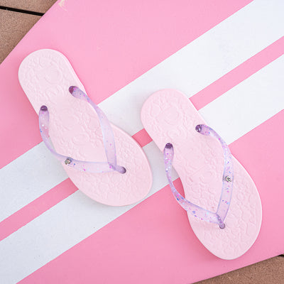 Chinelo Infantil Pampili Love Eco Amigável Rosa Glace - frente do chinelo infantil rosa