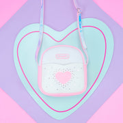 Bolsa Infantil com Led Pampili Seja Luz Strass Glitter Branca e Rosa Neon.