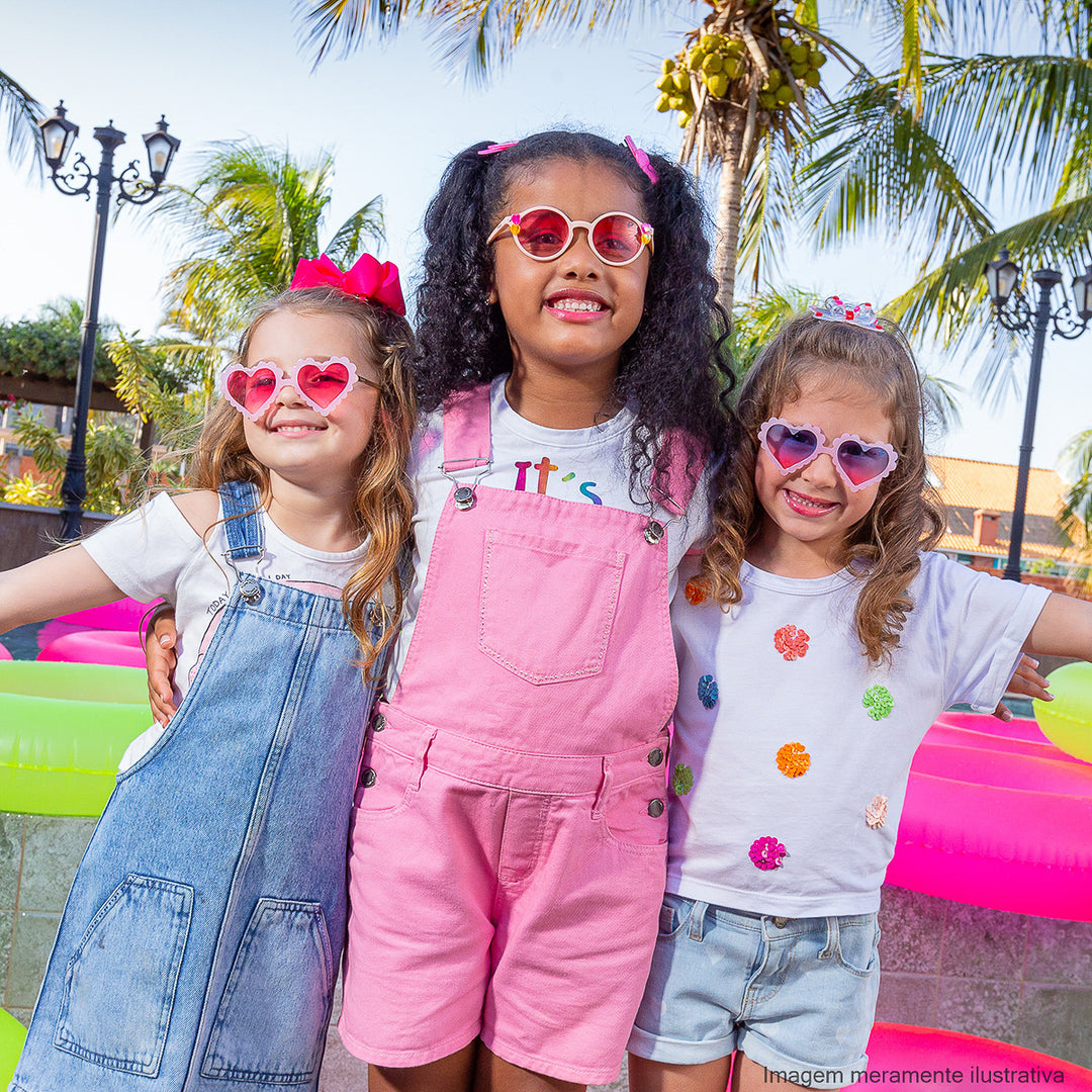 アイドル Heart Baby Penpen Sunflower Penpen Juno Óculos de Sol Infantil Feminino Pampili Coração Nude e Azul