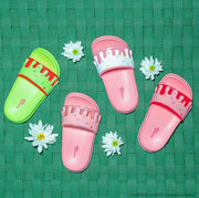 Chinelo Slide Infantil Pampili Fun Glee Doce Glitter Rosa Bebê.