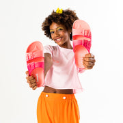 Chinelo Birken Infantil Pampili Likes Splash Coral e Pink.