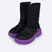 Bota Coturno Feminina Pampili Duda Comfy Rocker Preta e Roxa - frente da bota infantil feminina