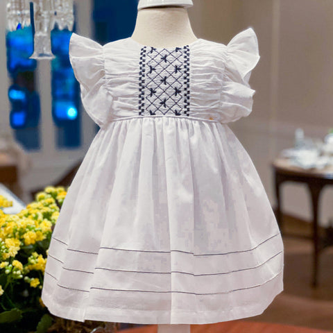 Vestido de Bebê Roana Bordado Branco - frente vestido menina