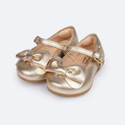 Sapato Infantil Pampili Mini Angel Strass e Pérola Dourado - frente do sapato infantil feminino