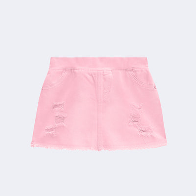 Short Saia Infantil Kukiê Desfiado Rosa - frente do short