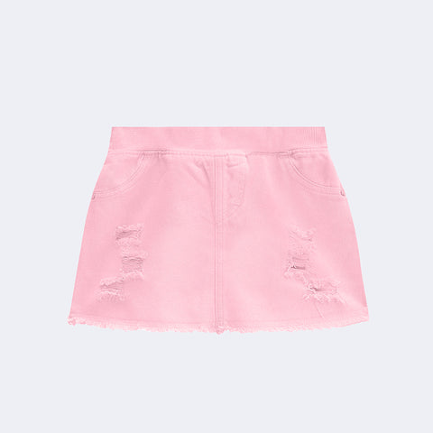 Short Saia Infantil Kukiê Desfiado Rosa - frente short