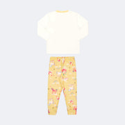 Pijama Infantil Alakazoo Brilha no Escuro Moletom Mundo Mágico Amarelo - costas pijama inverno