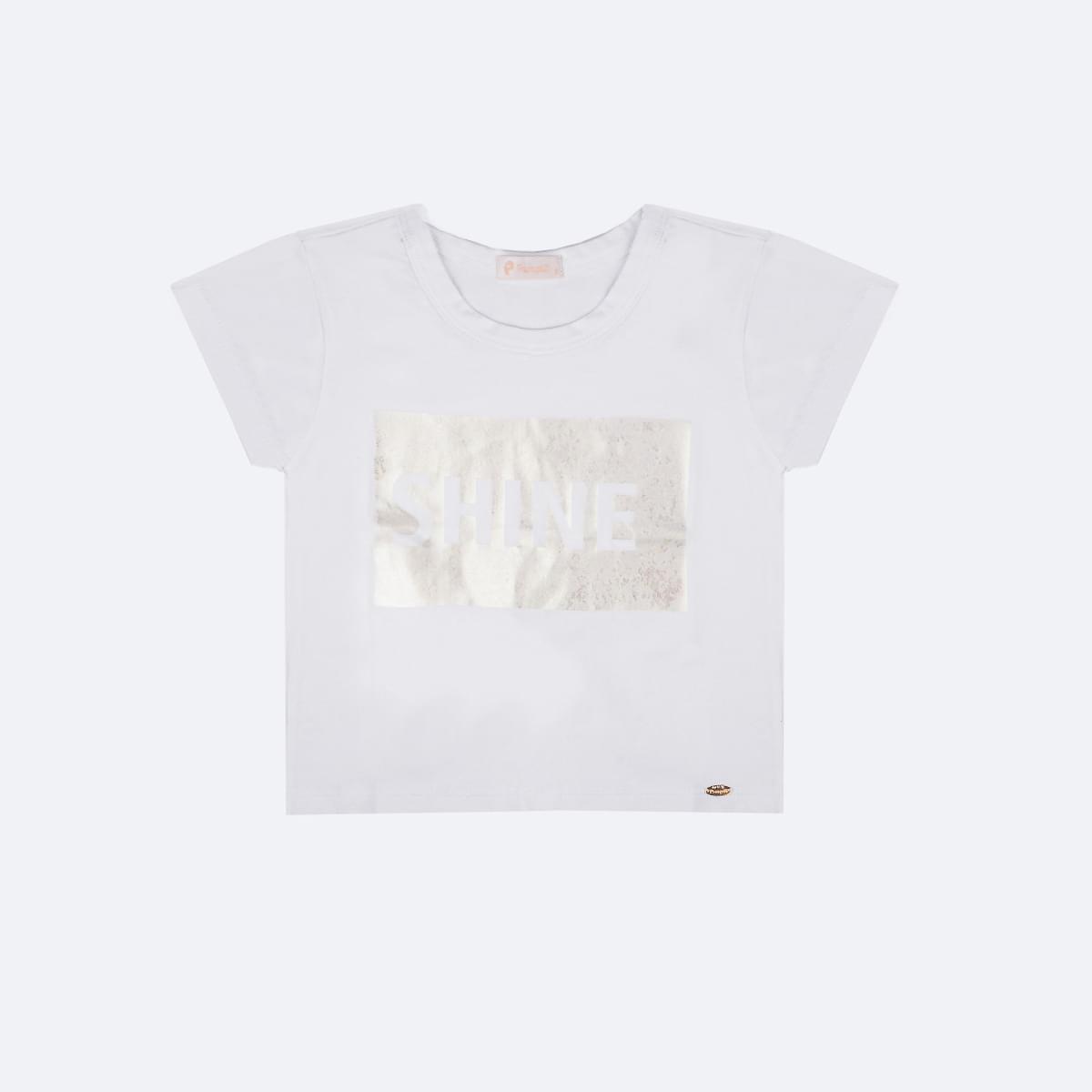 Camiseta Infantil Pampili Shine Holográfica Branca - frente camiseta branca