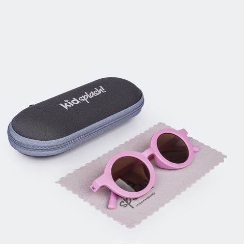 Óculos de Sol Infantil KidSplash! Eco Proteção UV Redondo Lavanda - óculos infantil e estojo