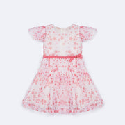 Vestido de Festa  Bambollina Tule Cristal Glitter com Estrelas Branco e Vermelho - 2 a 6 Anos - frente do vestido de tule