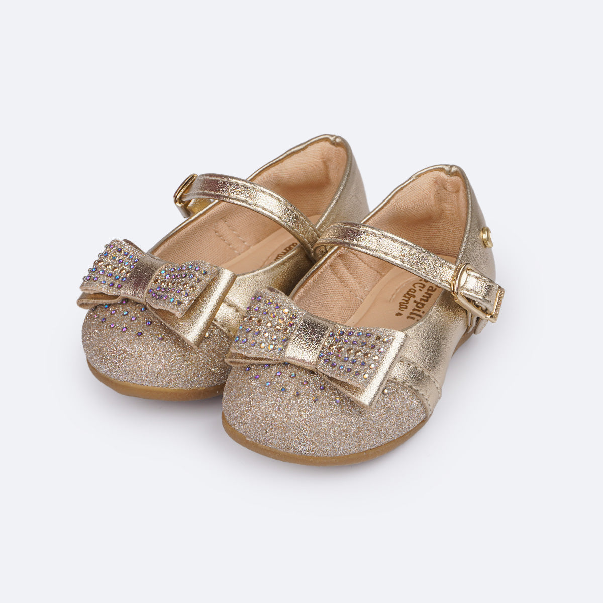 Sapato fashion infantil dourado