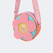 Bolsa Infantil Pampili Pam Pam Art Redonda com Flor e Miçanga Colorida - bolsa com alça de gorgurão regulável