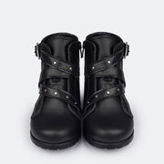 Bota Infantil Feminina Pampili Rubi Rocker Preto - frente botinha preta