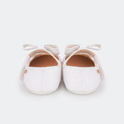 Sapato de Bebê Pampili Nina Momentos Especiais Glitter Strass Laço Branco  - traseira do sapato de bebê 