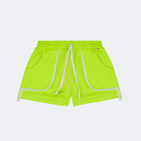 Short Infantil Pampili Gorgurão Amarelo Neon - frente short infantil feminino