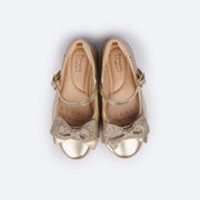 Sapatilha Infantil Pampili Bailarina com Laço Glitter e Strass Dourada - parte interna sapatilha confortável