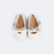 Sapato Infantil Feminino Pampili Mini Angel Laço Removível Branco - parte superior da palmilha com pontos de conforto 