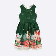 Vestido Infantil Kukiê Natal com Strass Verde - frente do vestido natal menina