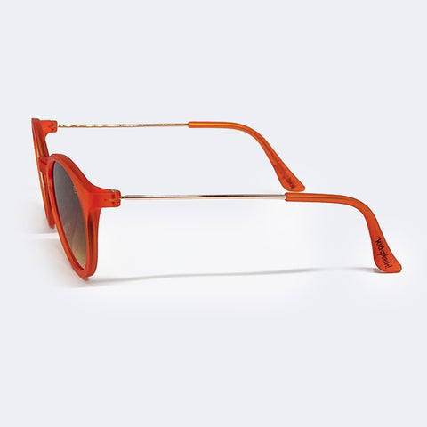 Óculos de Sol Infantil KidSplash! Redondo Âmbar - lateral com haste em metal dourado