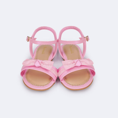 Sandália Infantil Pampili Cherrie Manta Strass Rosa - frente com manta strass