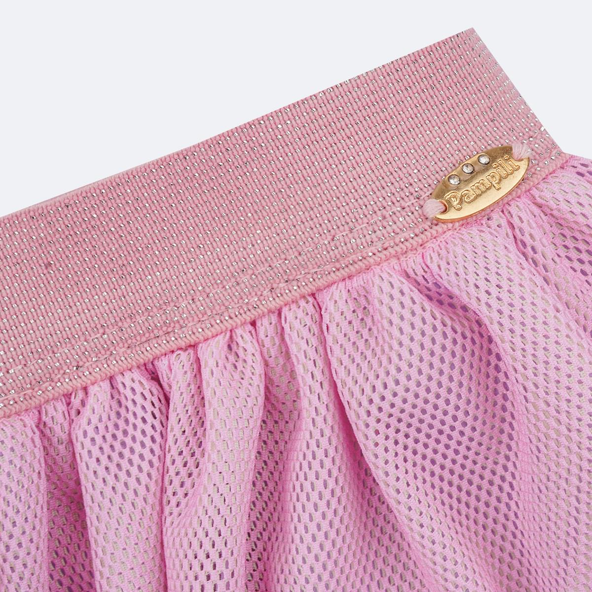 Saia de Tule Pampili Camadas Degradê Colorido Claro - detalhe elástico