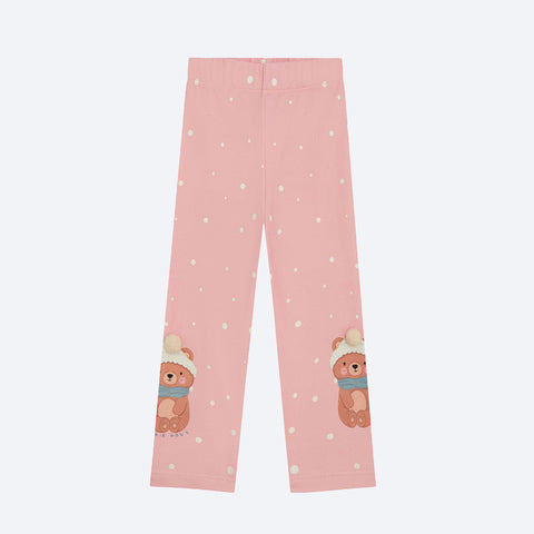 Calça Bebê Kukiê Legging Ursa Poá Rosa - frente calça bebê feminina