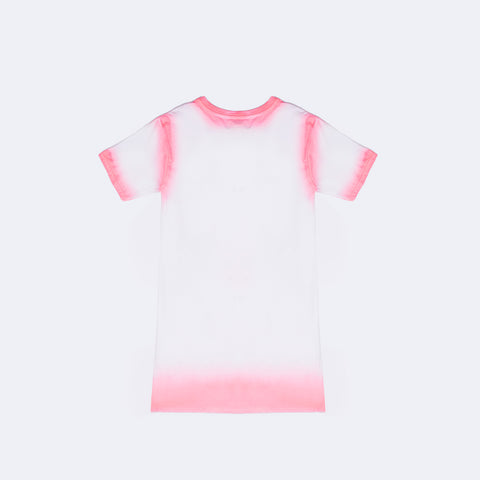 Vestido Vallen Spray Coqueiro Branco e Rosa - parte traseira do vestido com estampa