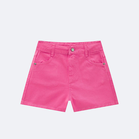 Short Infantil Vic&Vicky Cintura Alta Pink - frente do short infantil feminino