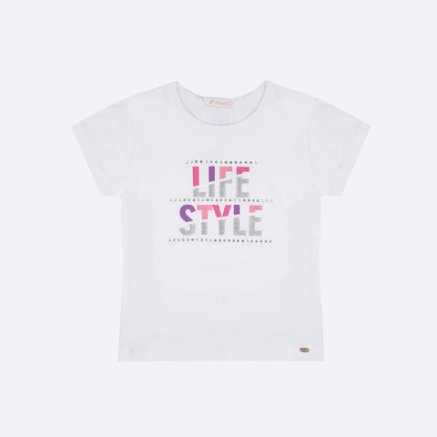 Camiseta Infantil Pampili Life Style Tachas Branca - frente camiseta infantil feminina