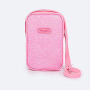 Bolsa Infantil Pampili Glitter Porta Celular Rosa Neon Luz - frente da bolsa infantil rosa