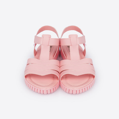 Sandália Papete Infantil Pampili Candy Rosa Glace - frente sandália infantil feminina