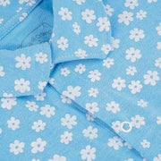 Pijama Pré-Adolescente Cara de Criança Camisa com Botão Flores Azul - 10 a 14 Anos - gola e botão do pijama
