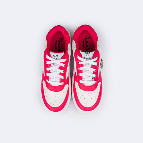 Tênis Feminino Tweenie #Crush Branco e Pink Maravilha - parte superior tenis infantil feminino