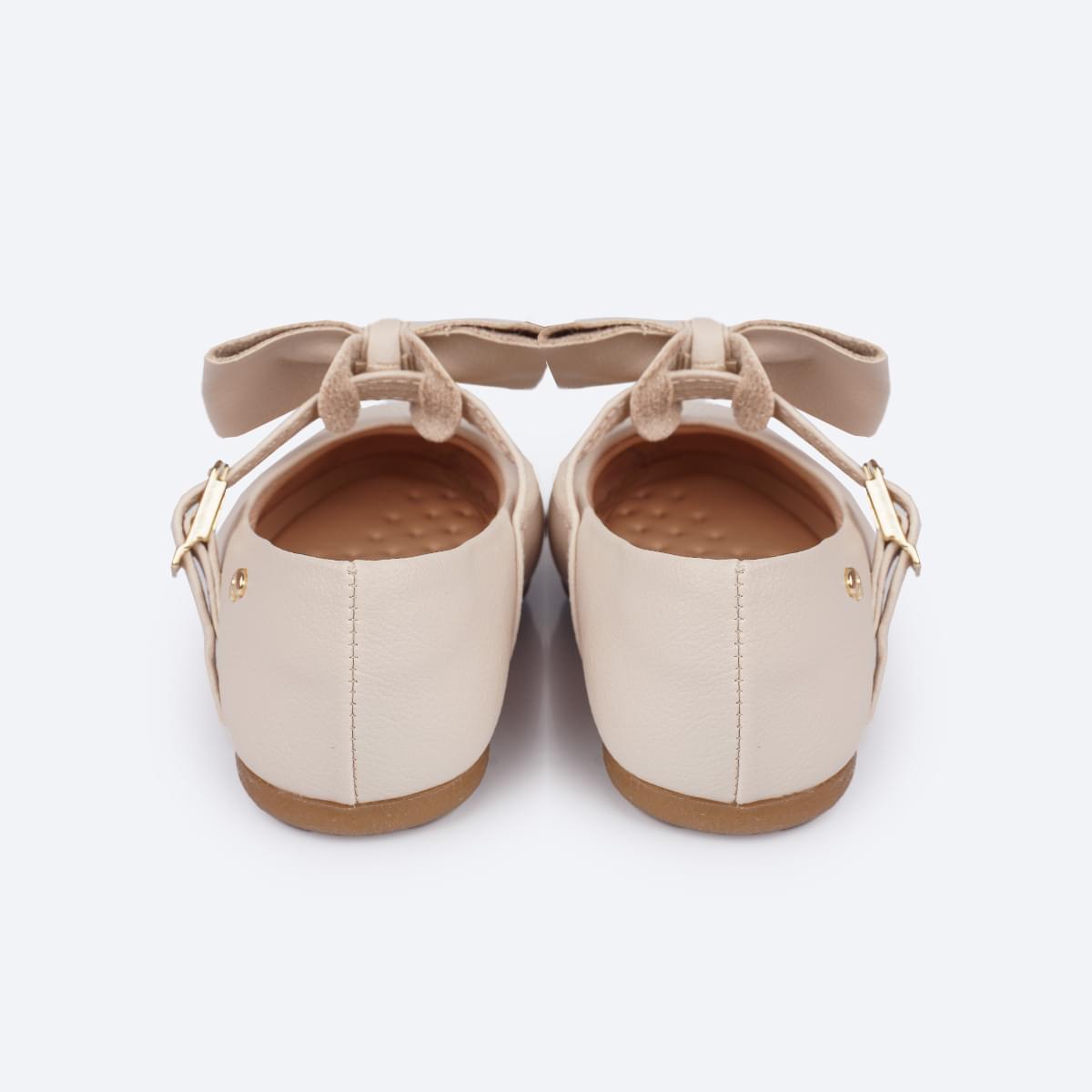 Sapato Infantil Feminino Pampili Mini Angel Laço Removível Nude - traseira sapato infantil nude