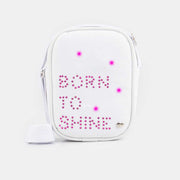 Bolsa Infantil Feminina Branca Com Glitter E Led - Born To Shine - pampili