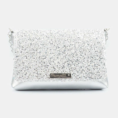 Bolsa Tiracolo Infantil Princess Glam Em Glitter Prata - pampili