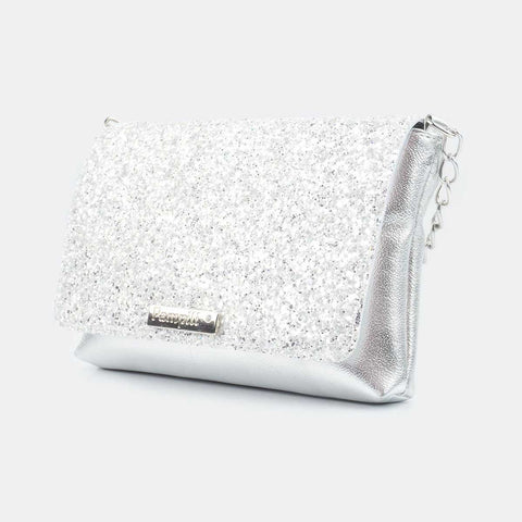 Bolsa Tiracolo Infantil Princess Glam Em Glitter Prata - pampili