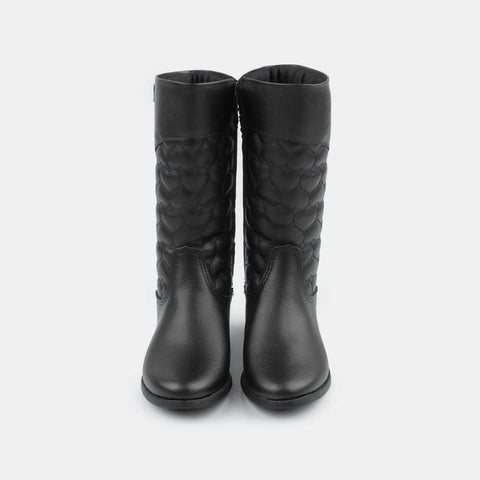 Bota Infantil Safira Matelassê Glam De Corações Preto - pampili