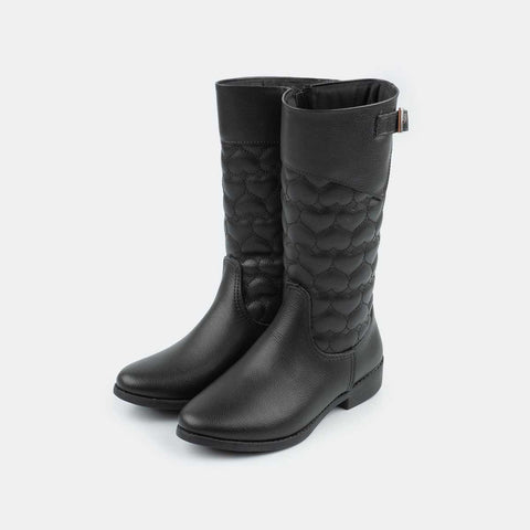 Bota Infantil Safira Matelassê Glam De Corações Preto - pampili