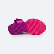 Sandália Papete Infantil Pampili Candy Holográfica Roxa e Pink - sola antiderrapante com glitter