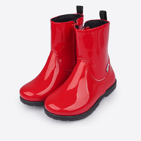 Bota Infantil Feminina Pampili Rubi Verniz Vermelho Pepper - frente bota infantil feminina