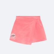 Short Saia Infantil Kukiê Pregas e Strass Rosa Neon - frente short saia menina