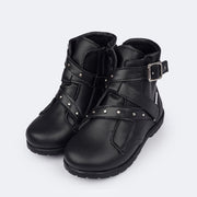 Bota Infantil Feminina Pampili Rubi Rocker Preto - frente bota infantil feminina