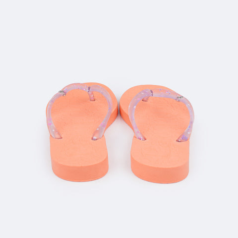 Chinelo Infantil Pampili Love Eco Amigável Laranja Toffe - traseira do chinelo infantil feminino