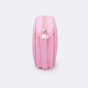 Bolsa Infantil Pampili Coração Strass Holográfica Rosa Bale - lateral bolsa rosa