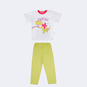Pijama Infantil Cara de Criança Brilha no Escuro Calça Fadina Colorido - 4 a 8 Anos - frente do pijama infantil