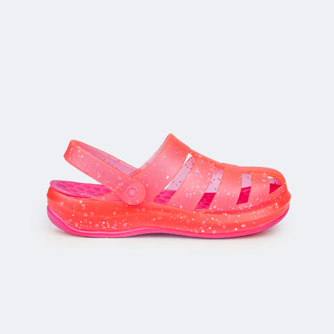 704.007-PISandália Crocker Infantil Pampili Glee Glitter Pink - lateral crocker infantil feminino