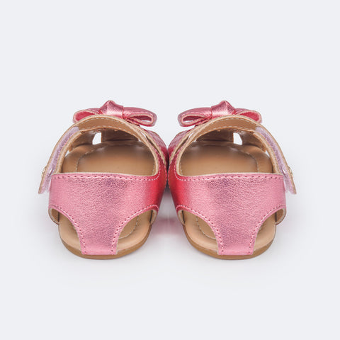 Sandália de Bebê Pampili Nana Laço e Nó Rosa Claro - traseira sandália rosa