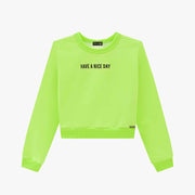 Blusa Infantil Vic&Vicky Moletom Have a Nice Day Verde Neon - frente blusa infantil feminina