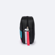 Bolsa Tiracolo Tweenie Paetê Preta e Colorida - lateral da bolsa feminina